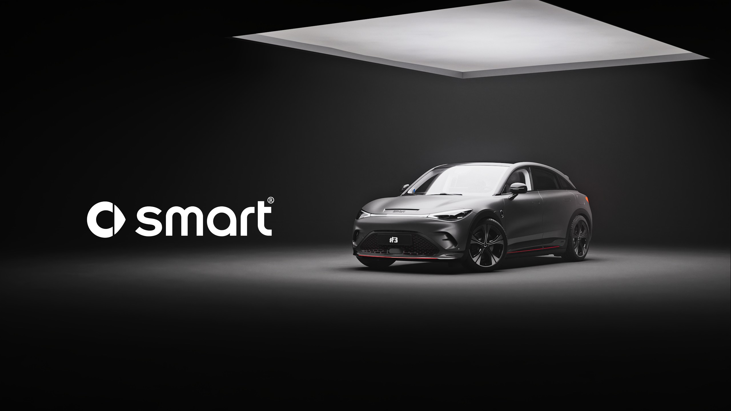 Smart #3 BRABUS — dark studio packshot with Smart logo